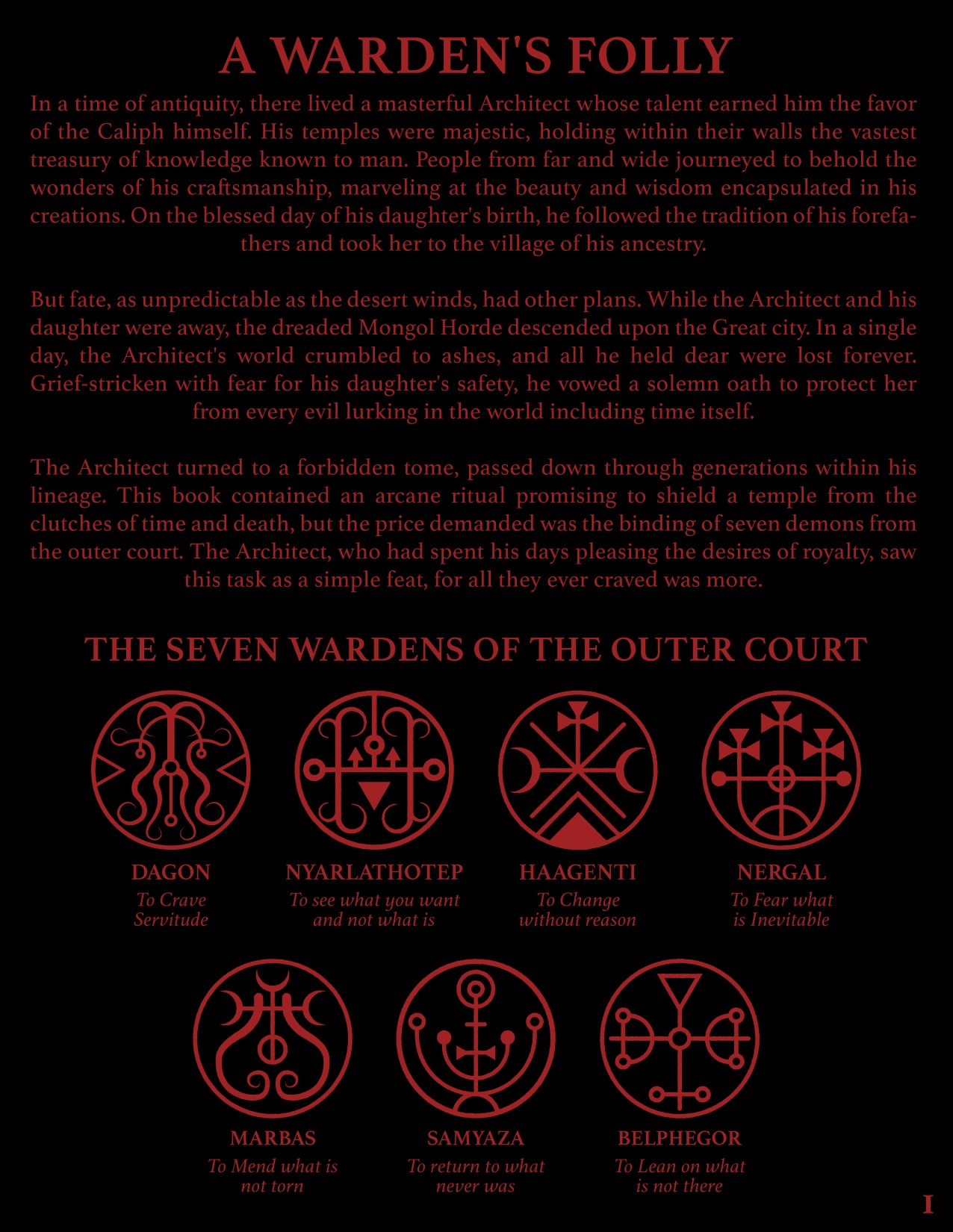 A Warden’s Folly — Original Chrysalis pitch material by Joshua Jenkins.